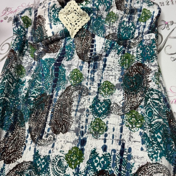 Self esteem halter top tank crochet diamond shape detail with paisley print y2k - Picture 4 of 7